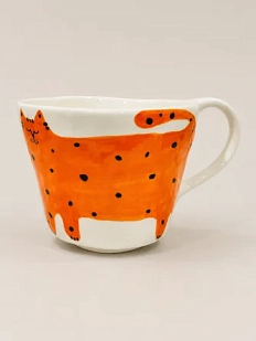 Чашка для чая ручной работы Шуши керамика Кот оранжевая, керамика, 250 мл