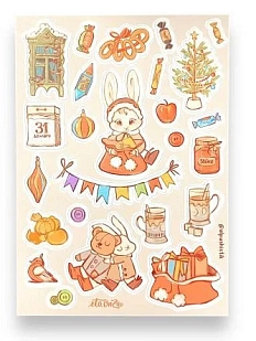 Стикерпак «Зайка и подарки», А5