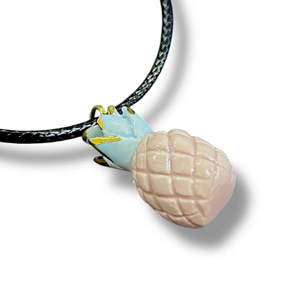 Подвеска ручной работы с ананасом, розовая, керамика, фото 2.