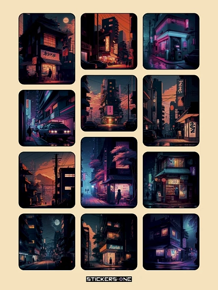 Стикерпак «Japan Night City», фото 1.