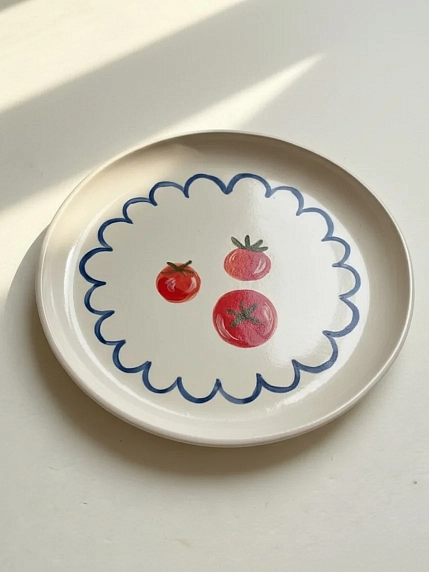 Тарелка ручной работы Йеллоускуп «Томат», керамика, 17 см, фото 2.
