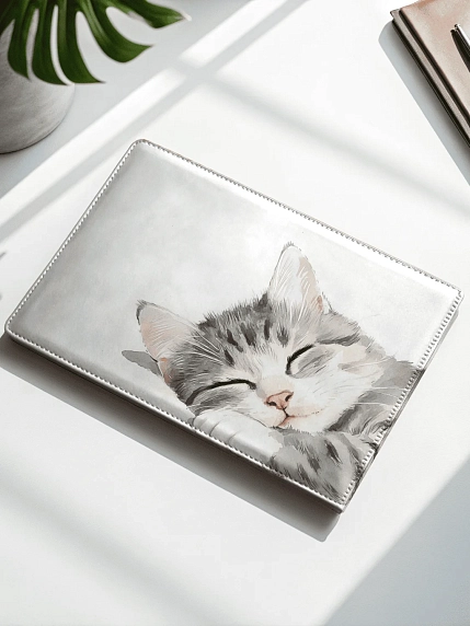 Обложка на студенческий билет DARI DARI «Серый котик», экокожа, фото 2.