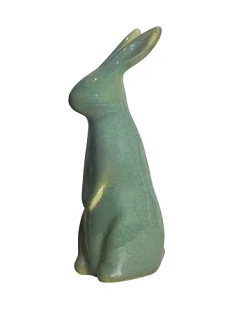 Статуэтка ручной работы Большой кролик, зелёная, керамика