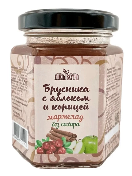 Мармелад ягодный Дико Вкусно «Брусника с Яблоком и корицей», 200 гр, фото 1.