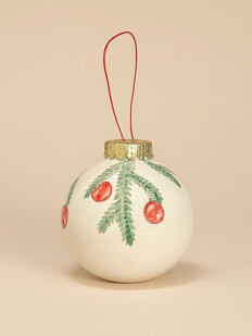 Ёлочная игрушка шар расписной «Еловые веточки с шарами»