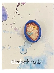 Брошь ручной работы Elizabeth Madar Сердце в рамке, керамика