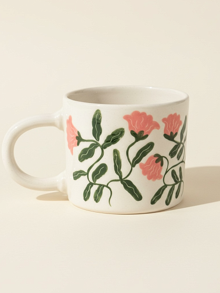 Кружка ручной работы Йеллоускуп «Розовые цветочки», керамика, 250 мл, фото 1.