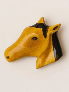 Брошь ручной работы Екатерина Юдо «Лошадь», коричневая, керамика