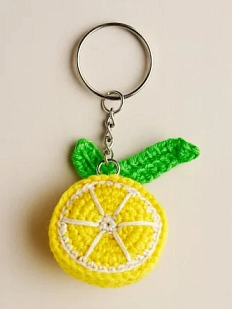 Вязаный брелок Идеальное совпадение, обвес на сумку «Половинка лимона», 4 см
