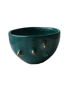 Пиала Зенд керамика ручной работы с шипами, изумрудная, 150 мл