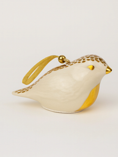 Игрушка на ёлку «Птица», бело-золотистая