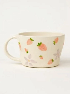 Кружка ручной работы «Клубника и цветы», керамика, 300 мл