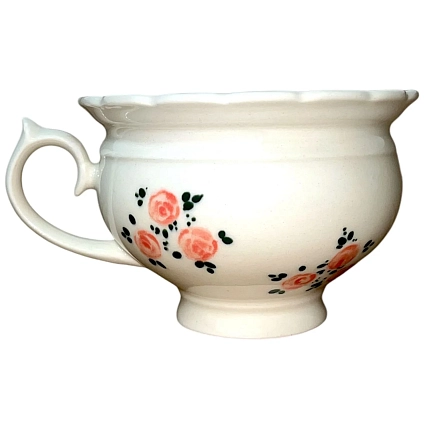 Чашка для чая ручной работы Slowday Ceramics в розовый цветочек «Винтаж», полуфарфор, 250 мл, фото 1.