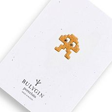 Брошь ручной работы Bulygin «Захватчик» малая, оранжевая, фарфор