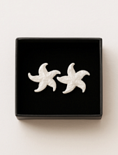 Сережки-гвоздики «Морские звёздочки», белые, фарфор