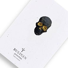 Брошь ручной работы Bulygin «Череп полигональный», фарфор, чёрно-золотистая