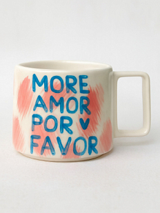 Кружка ручной работы «More amor por favor», керамика, 450 мл