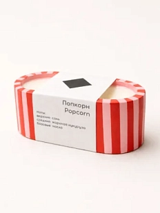 Интeрьерная свеча «Попкорн», соевый воск, маленькая, полосатая
