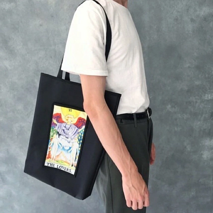 Сумка шоппер Интроверт «Таро. Влюбленные», чёрный, фото 2.