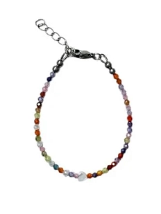 Браслет из фианитов с перламутровым сердцем, разноцветный