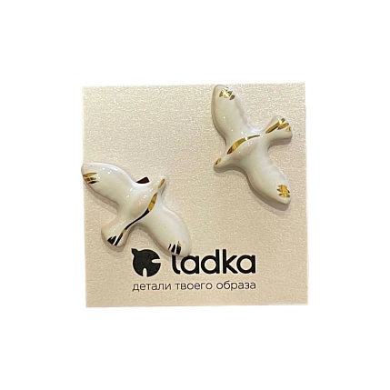 Серёжки-гвоздики «Пташки», глина, фото 2.