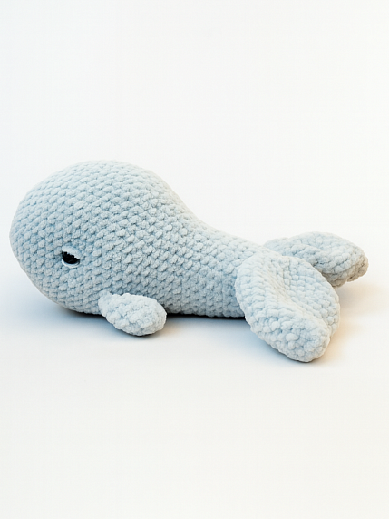 Игрушка ручной работы «Кит» плюшевый, голубой, фото 2.