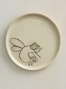 Тарелка ручной работы «Муха», керамика, 11 см