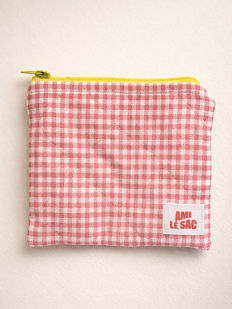 Мини-кошелёк ручной работы, розовая мелкая клетка