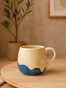 Кружка ручной работы мятая «Синий мрамор», керамика, 250 мл, превью фото 3