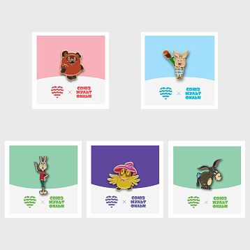 Набор металлических значков «Винни-Пух», 5 шт, серия Союзмультфильм, фото 1.