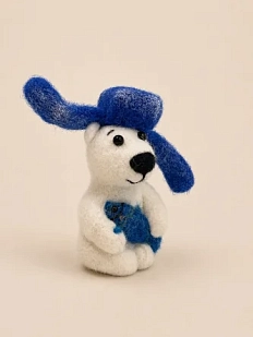 Валяная игрушка Северяшка «Медвежонок с рыбой», шерсть