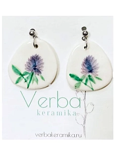 Серьги Верба керамика «Клевер», керамика, белые