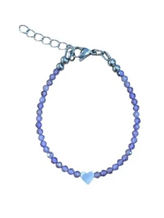 Браслет из фианитов с перламутровым сердцем, сиреневый