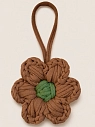 Вязаный обвес Новика «Цветок», коричнево-зелёный, 10 см, превью фото 1