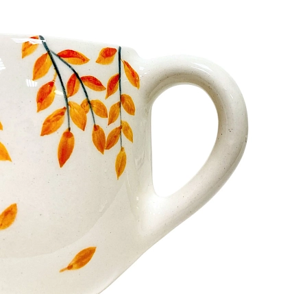 Кружка ручной работы Верба керамика «Осенние листья», круглая, керамика, 450 мл, фото 3.