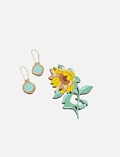 Набор брошь «Подсолнух» и сережки «Два Озера»