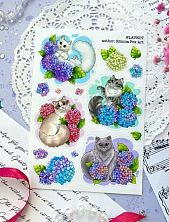 Стикерпак «Кошечки и гортензии», А6