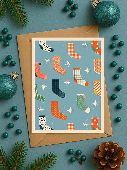 Открытка ретро на Новый год «Носки», фото 2.