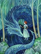 Постер интерьерный «Дракон и девушка», А4, Спешилова Анна