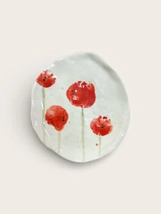 Блюдце ручной работы Катя Вебер Катя Вебер "Красные маки", керамика, 8 см