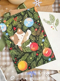 Открытка Лавкот «Котёнок на ёлочке», А6