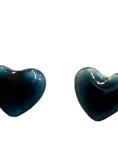 Серёжки-гвоздики КерамЕлКа Сердечки, керамика, изумрудные