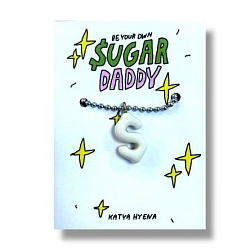 Подвеска на цепочке ручной работы «Sugar Daddy», белый, керамика
