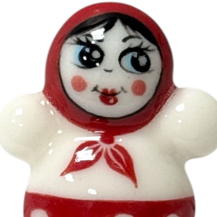 Брошь ручной работы «Неваляшка», фарфор, фото 2.