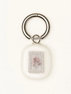 Моносерьга квадратная с картиной «Цветы», полимерная глина