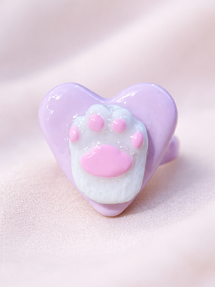 Кольцо Радость Рядом «Лапка в сердце», незамкнутое, полимерная глина, розовое, фото 2.