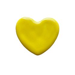 Брошь ручной работы Сердце, ярко-жёлтая, керамика