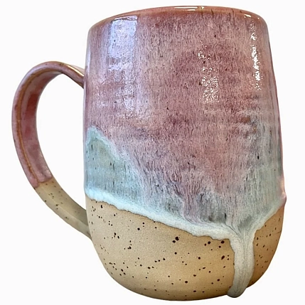 Кружка ручной работы «Лава», розово-голубая, керамика, 500 мл, фото 2.