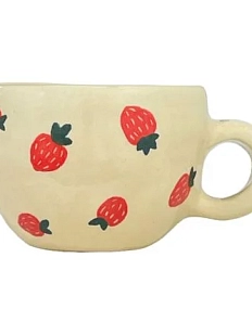 Кружка ручной работы Малёма с росписью Клубника, керамика, 250 мл