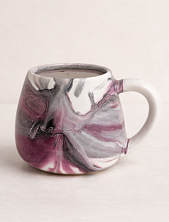 Кружка ручной работы с разводами Кафель «Космос», бело-фиолетовая, керамика, 450 мл